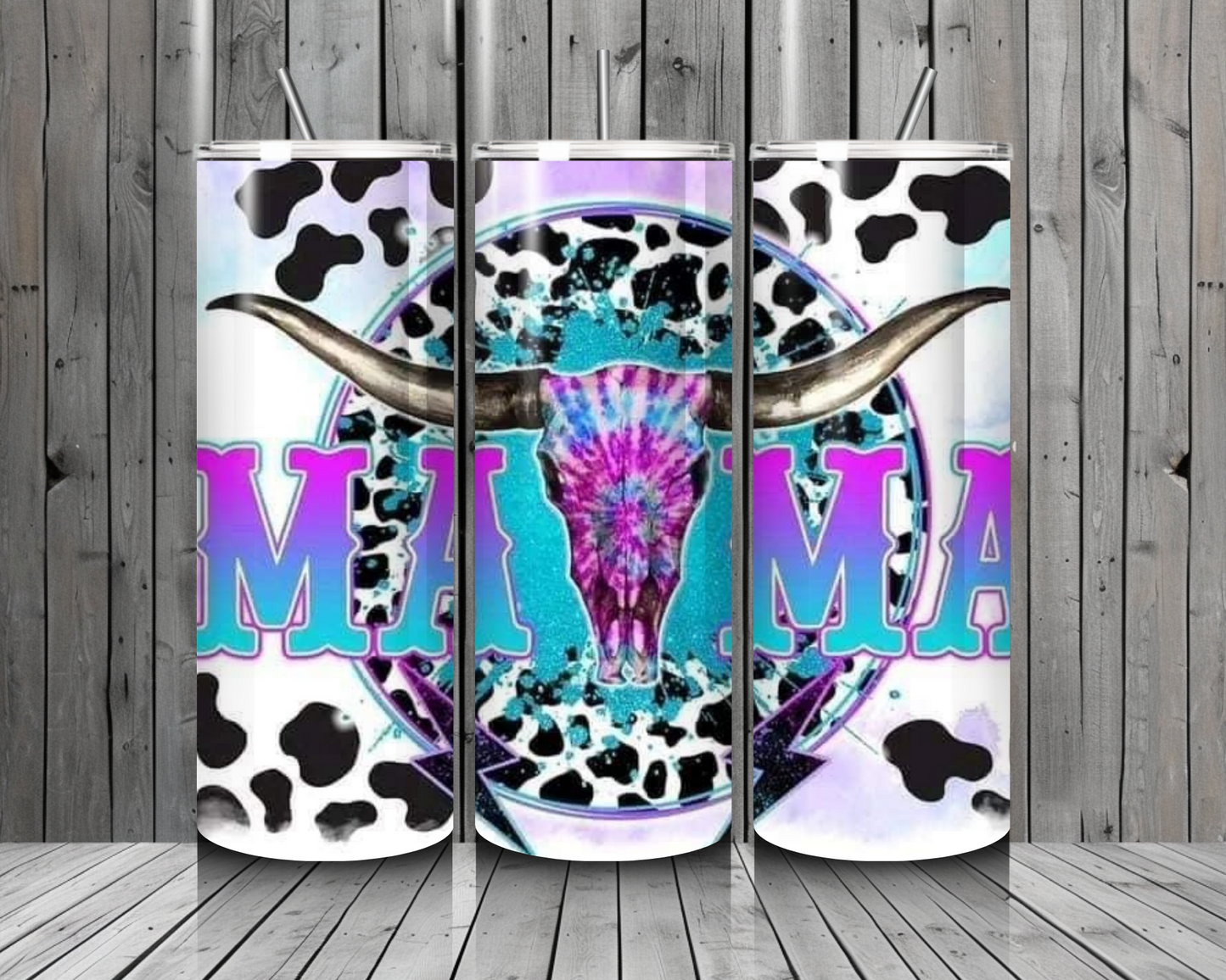T37. Bull Skull Mama 20oz. Tumbler