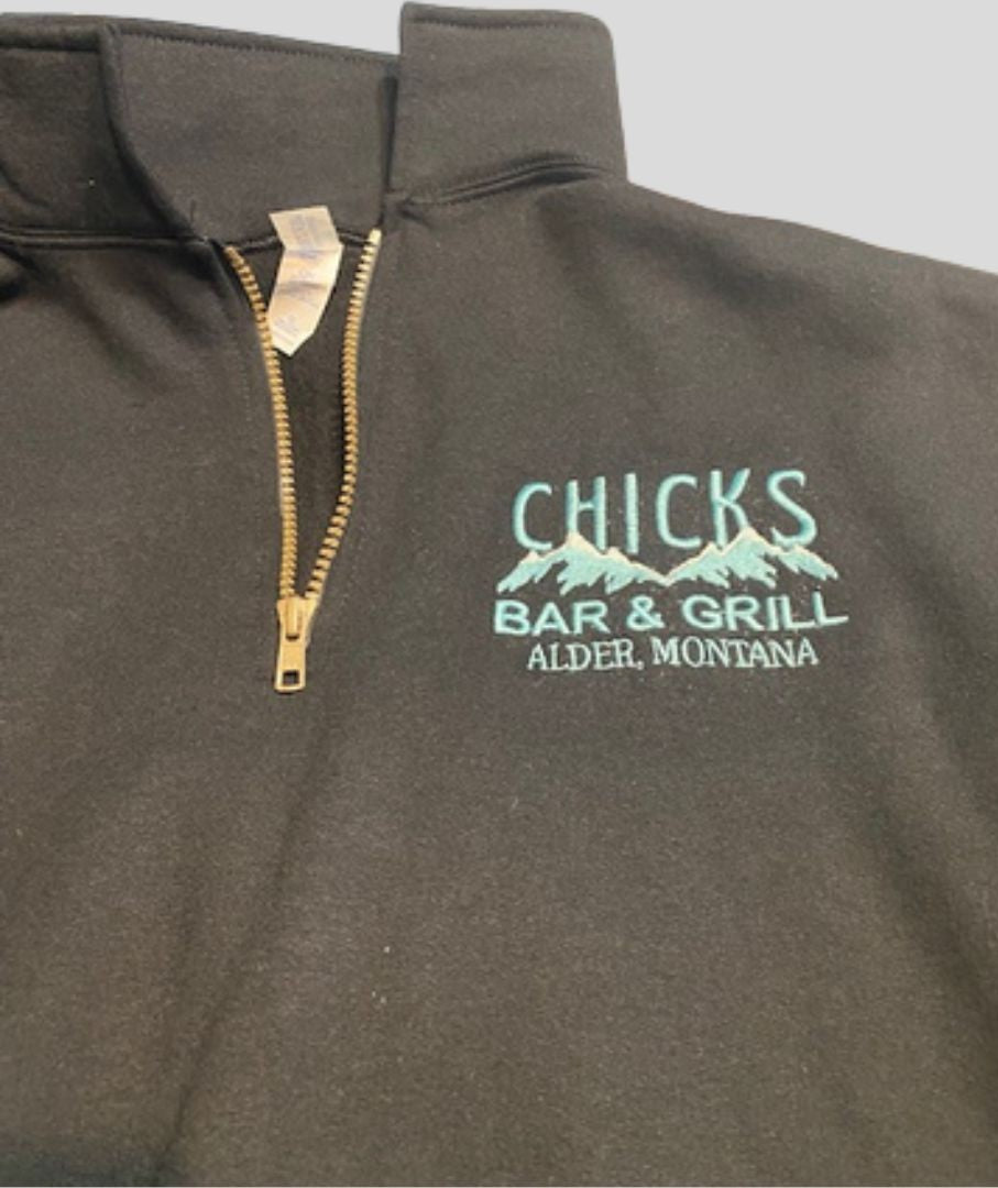Chick's Embriodered Quarter Zip Up Sweater
