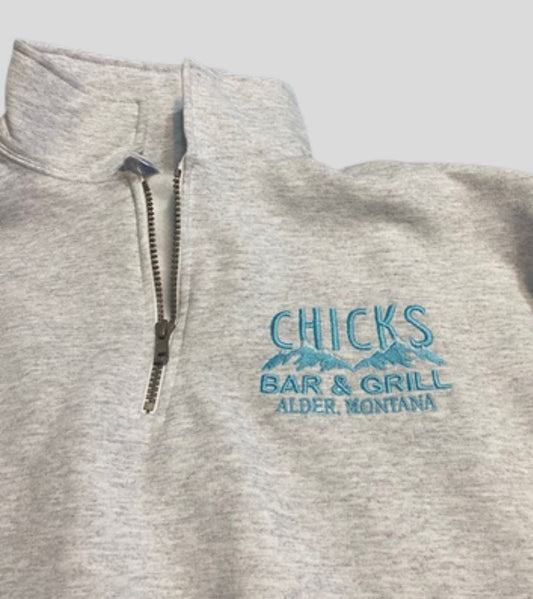 Chick's Embriodered Quarter Zip Up Sweater