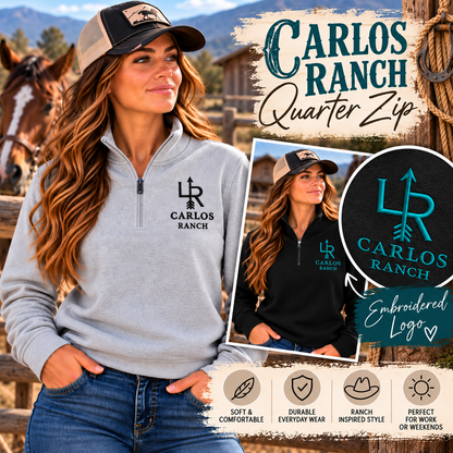 Embroidered Carlos Ranch Three-Quarter Zip Unisex Sweatshirt