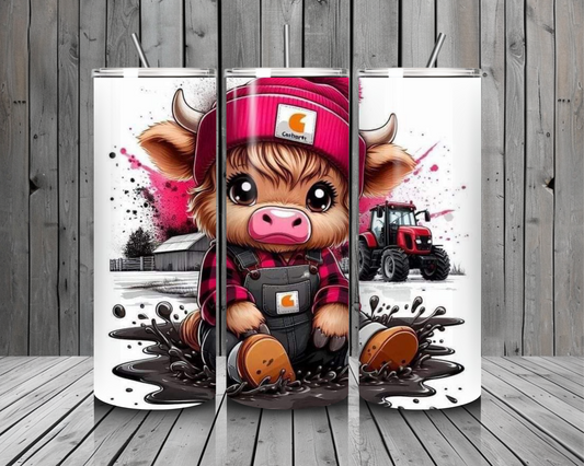 T2 Muddy Highland Cow 20oz Stainless Steel Tumbler