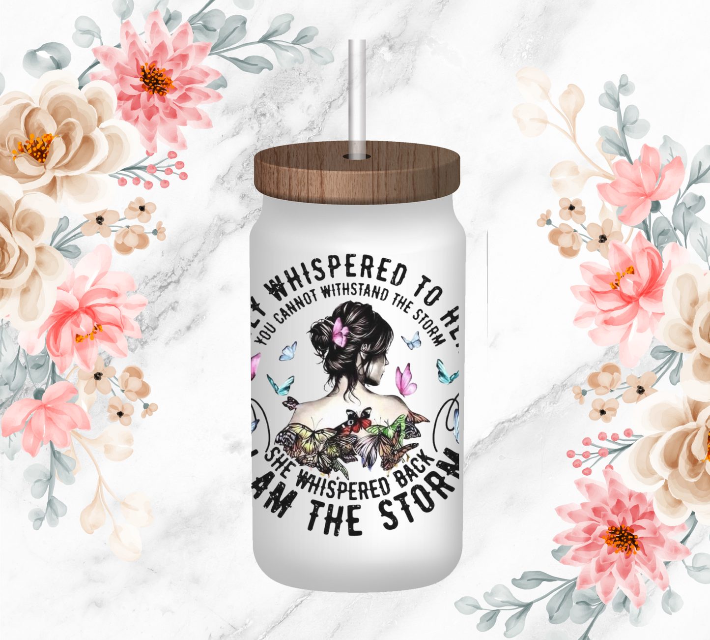 G1. She Is The Storm 16oz Frost Glass Cup